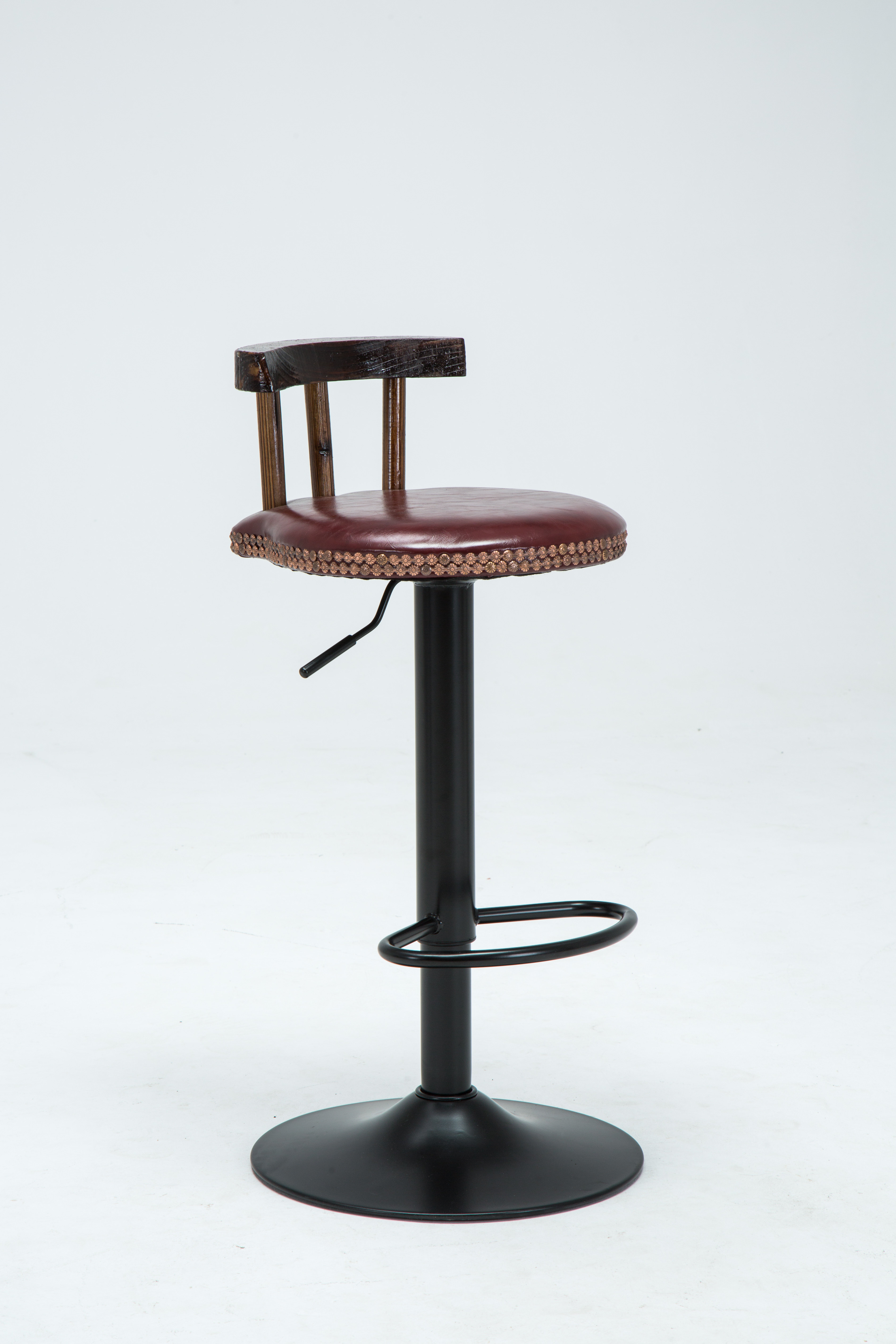 包邮吧台椅铁艺凳子高脚前台椅升降酒吧椅实木靠背椅子美式家用凳