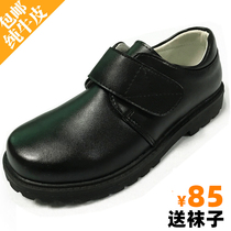 Boys Black Spring and Autumn English wind size student flower boy summer boys performance shoes boys leather shoes