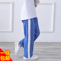 Shenzhen primary school school uniform pants trousers autumn and summer pants thin matching pants blue and white stripe