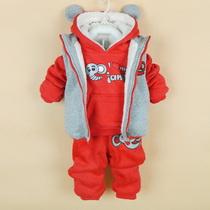 0-1-2-year-old boy gushed suit 3-4-5-7-9-month-old baby thickened winter dress baby clothes Korean version of the tide