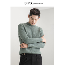 Horizon mens clothing 2019 trend brand winter thick line half turtleneck thickened British sweater Slim sweater pullover