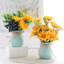 Berry sunflower simulation flower set living room fake flower decoration Home dining table decoration small potted TV cabinet