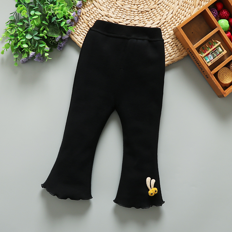 Winter children's clothing girls' flared pants plus velvet thickening middle and small children's cotton pants inner pants little girl baby winter outer wear