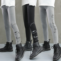 Girls punching pants in spring and autumn wearing tight pants in large childrens black pants girl pure cotton elastic pants
