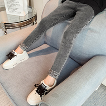 Girls jeans Spring and Autumn 2022 new childrens Korean edition casual repair trousers in big childhood fashion pants