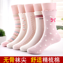 Girls socks Princess cotton socks spring autumn and winter 3-571215 years old childrens socks bow