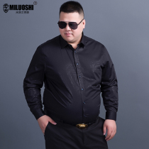 King-size long-sleeved shirt mens casual fat plus size loose fat guy mens base shirt Tide fat pop shirt