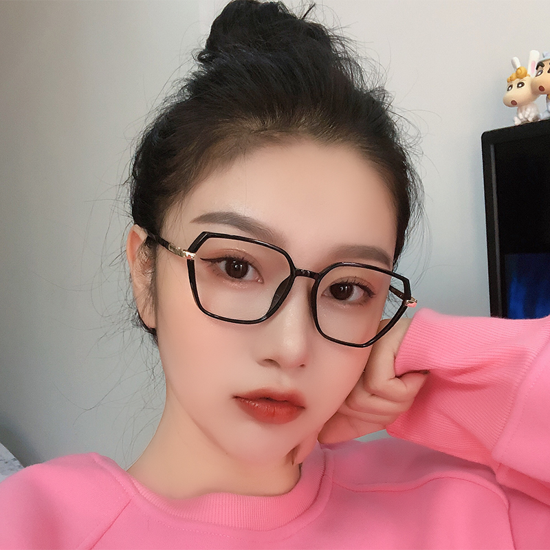 美洋防蓝光辐射近视眼镜女韩版潮黑框显脸小可配有度数菱形网红框