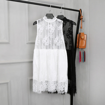 Autumn and winter clothing new Korean version of the base skirt lace stitching in the long camisole loose dress