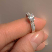 Fu daisheng white 18K gold 50 points natural diamond ring E color round diamond drilling wedding ring birthday present courting wedding ring