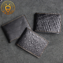 Handmade leather drivers license bag retro first layer cowhide crocodile pattern drivers license bag simple multi-function driving license card bag