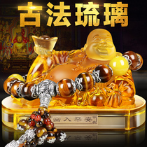 Car ornaments glazed Maitreya large high-end domineering center console car car car decoration for men