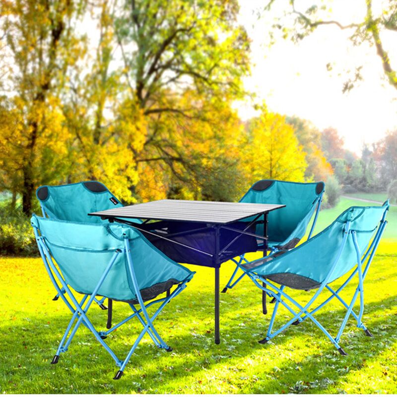 Outdoor Folding Table And Chairs Suit Portable Picnic Camping Five 5 Pieces Wild Self Driving Cruise Onboard Moon Chair Stool