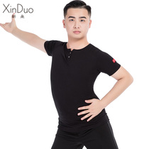 New Duo dance clothes men Latin dance short sleeve shirt modern dance dance clothes national standard dance ballroom dance square practice