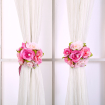 Korean rose flower ball curtain strap curtain buckle Curtain flower pair European pastoral curtain storage