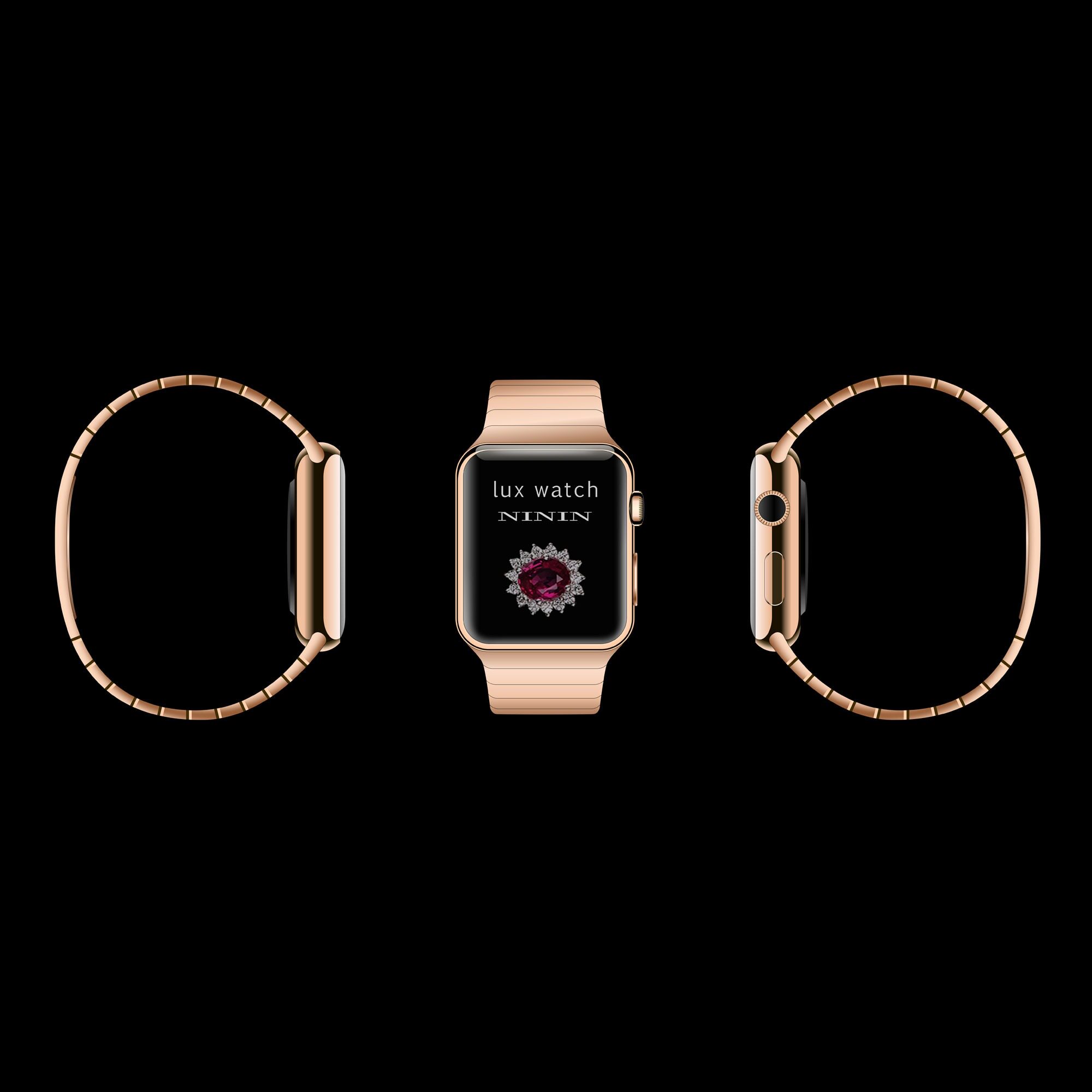 [私人定制]apple watch42毫米链式玫瑰金版手表ninin全球限量版2