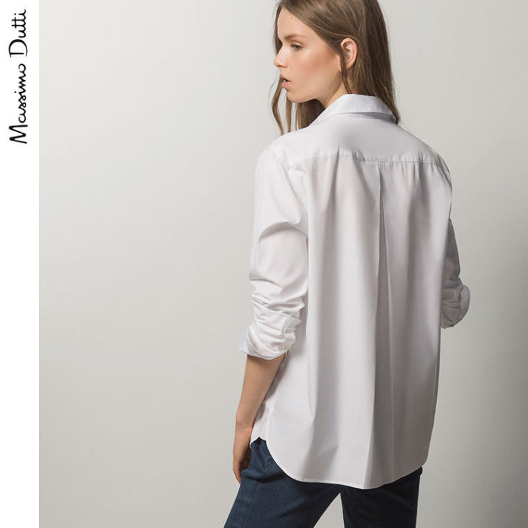 Massimo Dutti 女装 全棉白色衬衫 05197870250