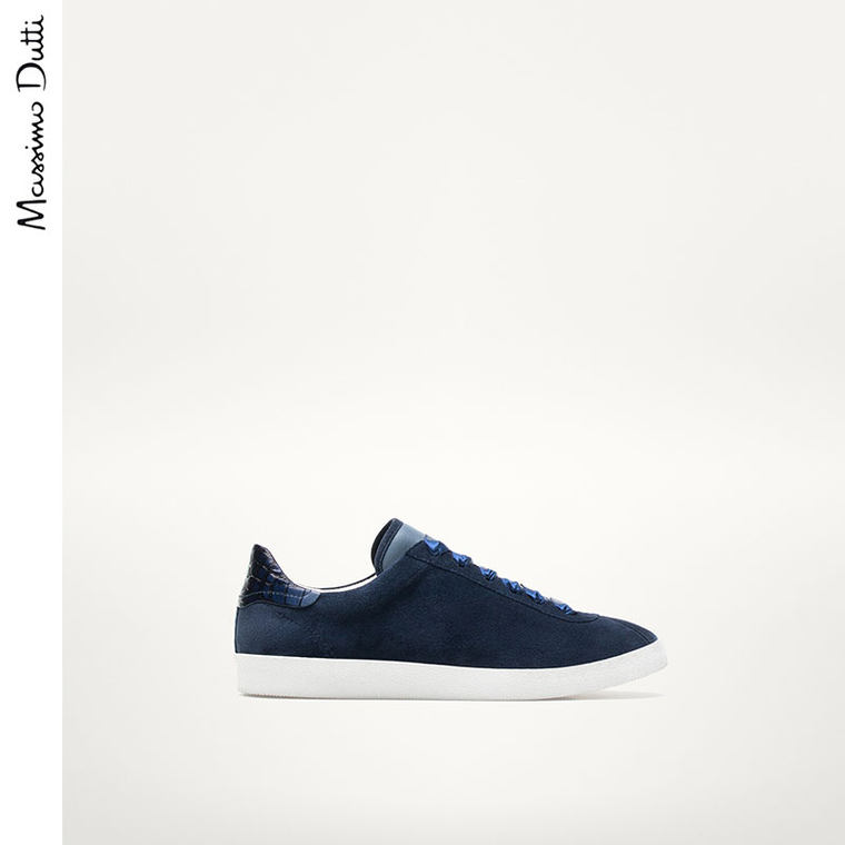 Massimo Dutti 女鞋 蓝色麂皮橡胶底运动鞋 18039021400