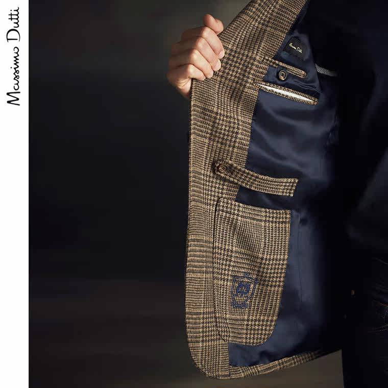 Massimo Dutti 男装 限量版羊毛格子西装上衣 02019295710