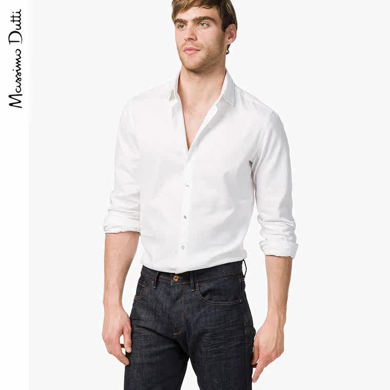 Massimo Dutti 男装 修身款全棉纹理衬衫 00143347250