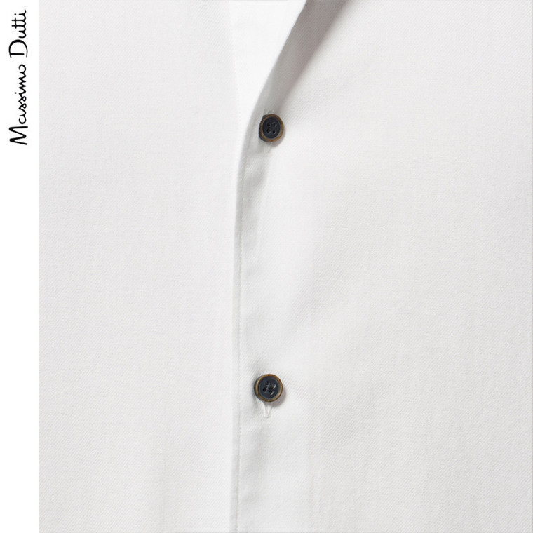 Massimo Dutti 男装 全棉蓝色肘饰白色衬衫 00143401250
