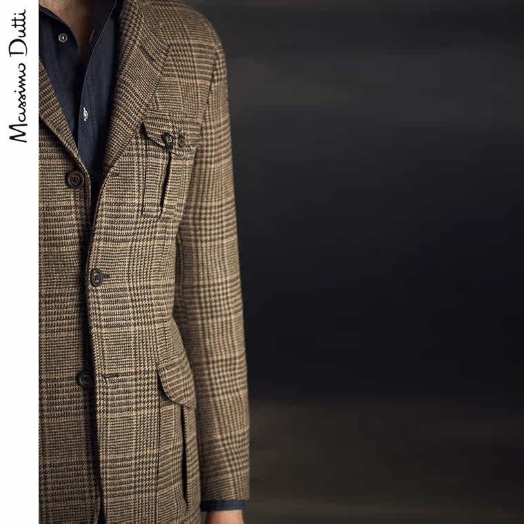 Massimo Dutti 男装 限量版羊毛格子西装上衣 02019295710