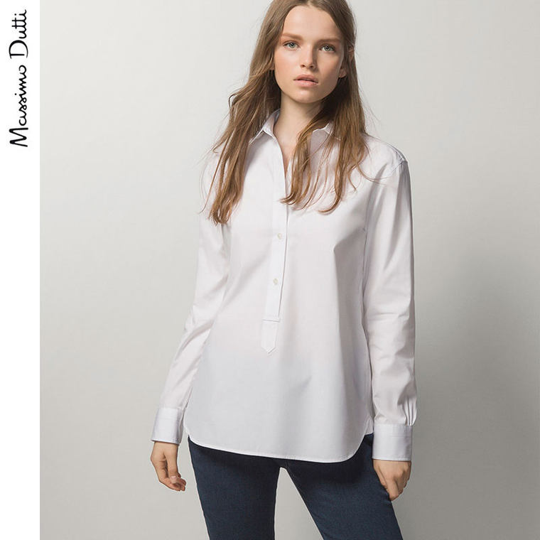 Massimo Dutti 女装 全棉白色衬衫 05197870250