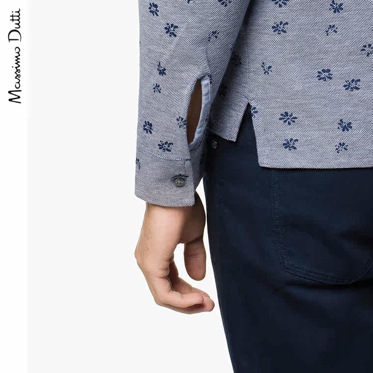 Massimo Dutti 男装 全棉印花高尔夫球衫 00714201401