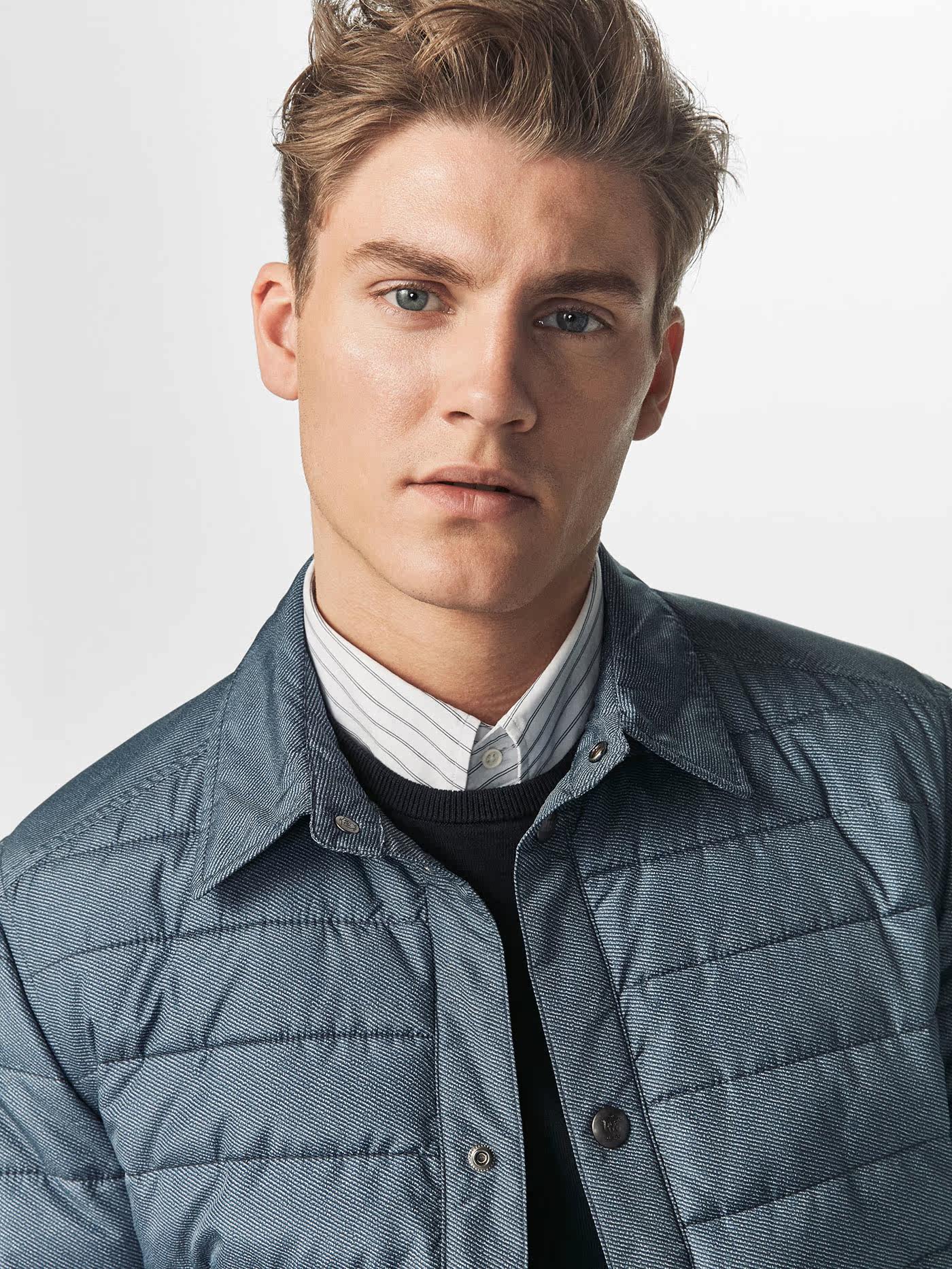 massimo dutti 男装 科技面料绗缝衬衫外套 03416079400