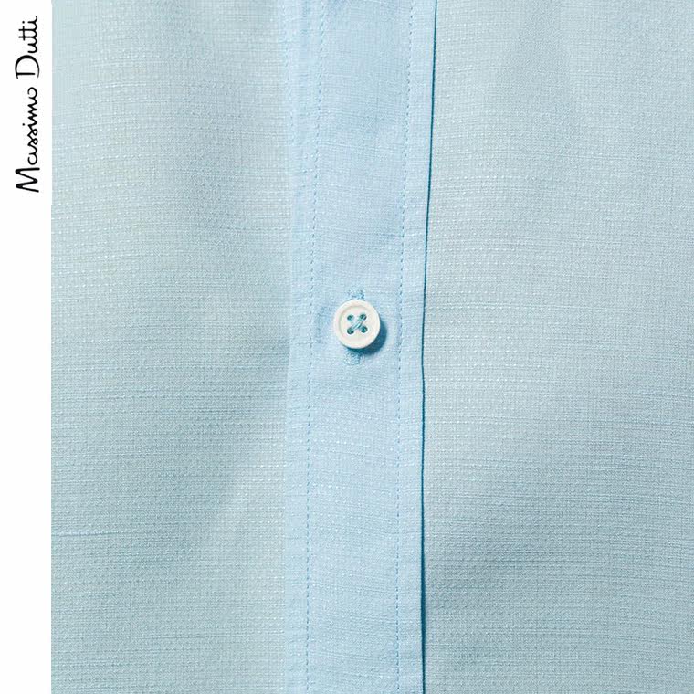 Massimo Dutti 男装 棉麻短袖衬衫 00168300402