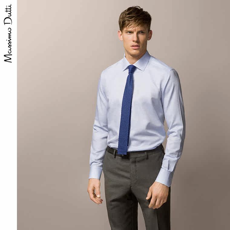 Massimo Dutti 男装 修身款全棉细纹理衬衫 00109247403