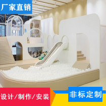 Custom large early education parent-child restaurant sales department design indoor ocean ball pool net red stainless steel slide play