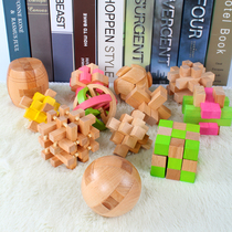 Wooden Kongming lock Luban lock gift box Puzzle unlock disassembly tenon and mortise and tenon dragon swing tail nine serial toy students