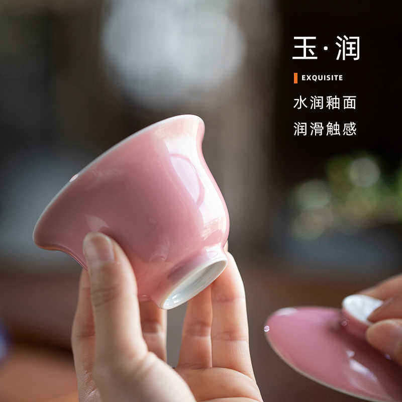 On a new mountain sound of jingdezhen ceramic color glaze three to tureen high - end tea bowl bowl is not hot thin foetus tureen