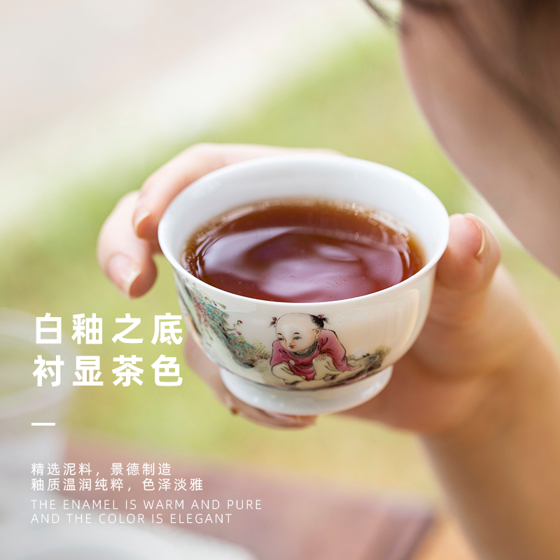 Mountain sound tong qu masters cup sample tea cup jingdezhen ceramic kung fu tea cup single pure manual painting