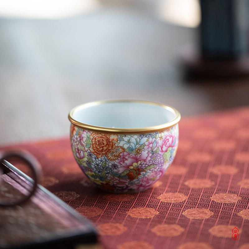 M letters flowers cylinder found of art hall of jingdezhen checking ceramic cups master cup kung fu tea sample tea cup