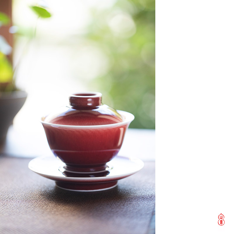 The View only tureen hall tureen jingdezhen checking ceramic three single bowl tea bowl of kung fu tea set