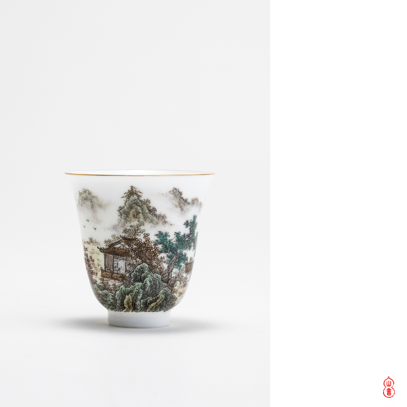 Royal maple hall pastel hand - made scenery of jingdezhen checking ceramic cups master CPU high - end sample tea cup