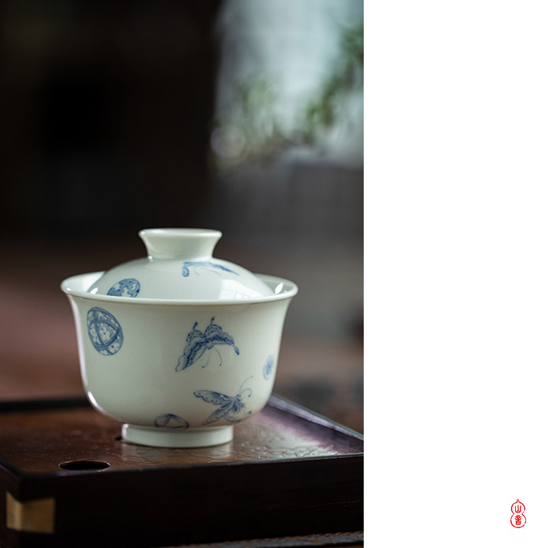 The ball after The rain flower tureen jingdezhen high temperature ceramic tureen teapots only high - end 2 tureen tea bowl