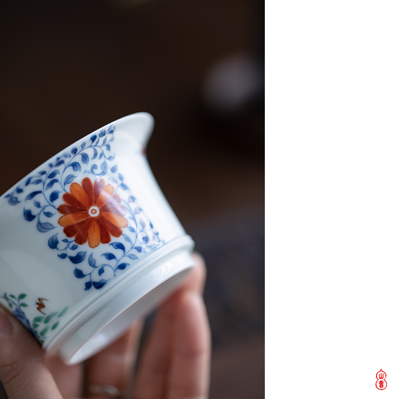 Qin Qiuyan JiTianSan bucket color blessings to high - end tea tureen jingdezhen ceramic bowl tea bowl