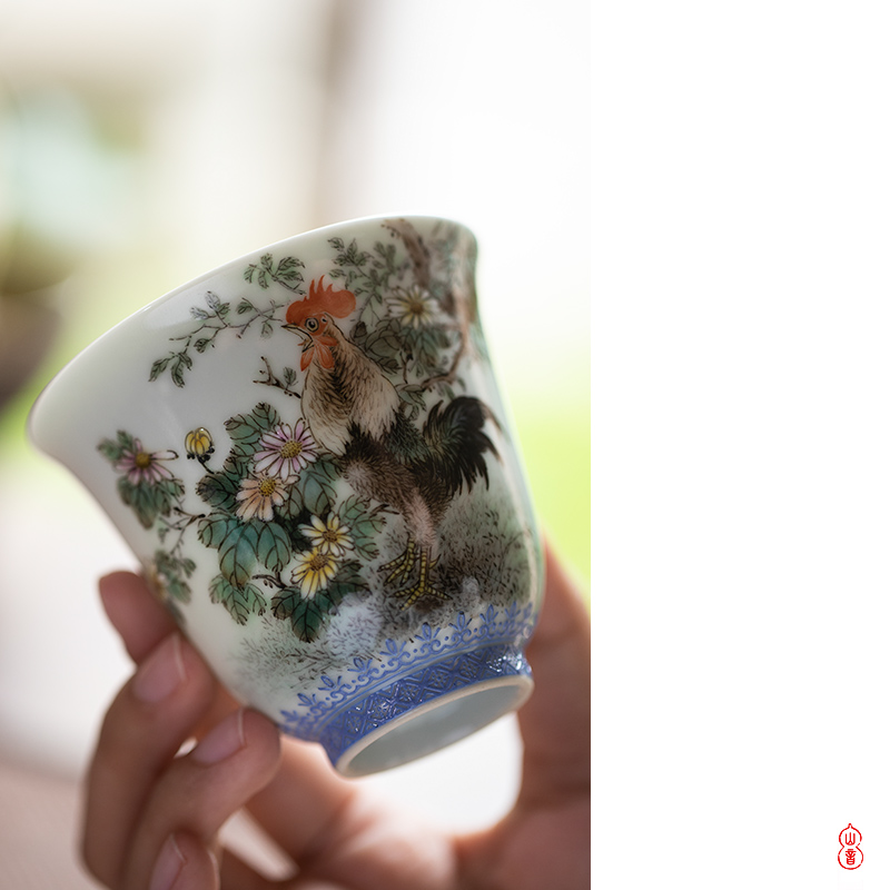 Wen - hua liu alum pastel chicken fine figure of jingdezhen ceramic cups manual master cup single cup sample tea cup