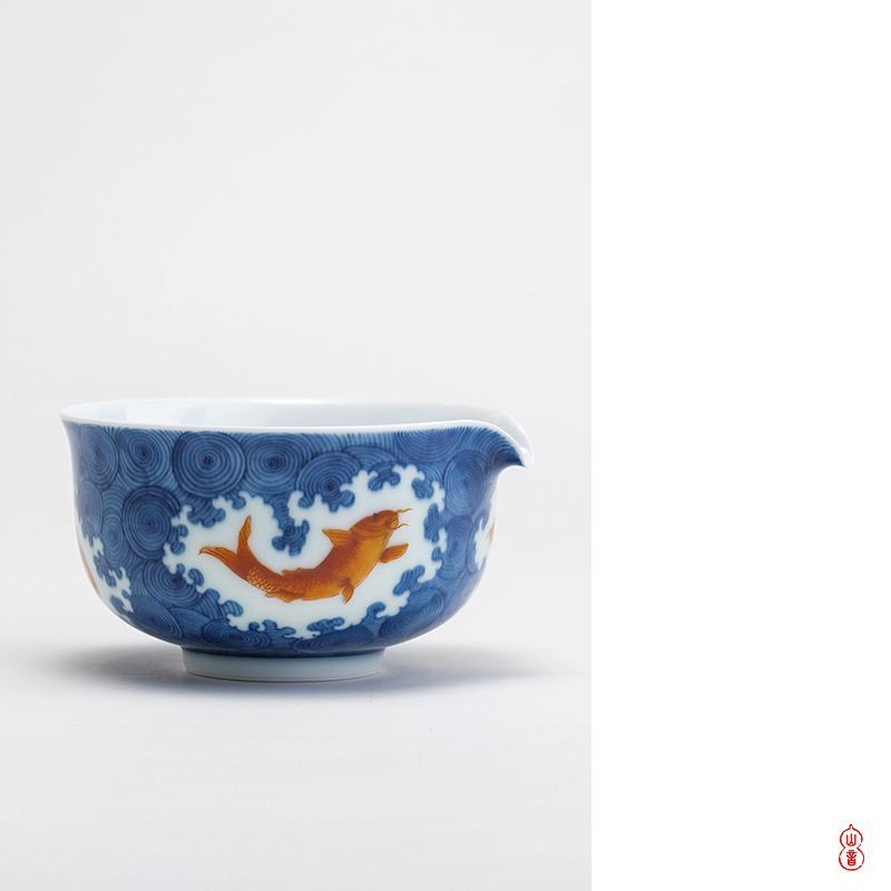 Qin Qiuyan color blue and red sea lines just a cup of pure checking porcelain of jingdezhen ceramic cups of tea ware
