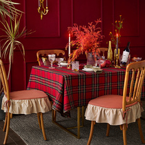 Planting love box reindeer tablecloth Nordic luxury Plaid High sense coffee table round table Red Wedding ins tablecloth