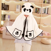 Cartoon Sichuan Panda cloak Shawl Lazy blanket Nap blanket Plush air conditioning blanket Cloak Student coral velvet