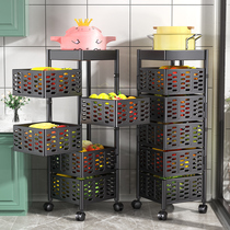Kitchen vegetable shelve Home ground floor multilayer Put fruit and vegetable basket free of installation Multi-functional rotary containing frame