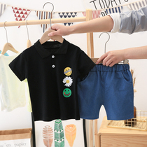 Boys lapel polo shirt suit short-sleeved T-shirt childrens 2020 new childrens baby summer shipping action two-piece set