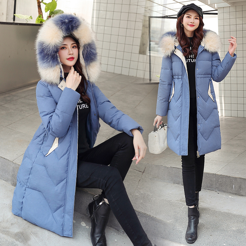 羽绒棉服女中长款2019新款韩版修身秋冬装外套加厚棉袄收腰bf棉衣