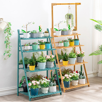 Balcony flower rack Multi-layer floor climbing pergola hanging orchid meaty shelf Green dill hanging flower pot rack potted stand