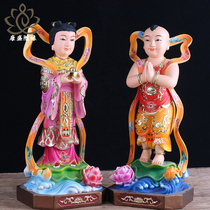 16 19 inch golden boy jade goddess statue good fortune boy jade girl resin indoor home town house ornaments a consideration