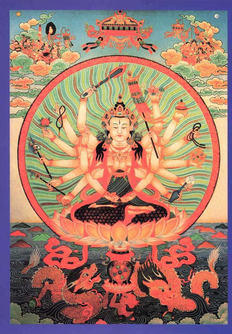 定制准提佛母画像 相纸塑封 高清 佛像画 准提菩萨 双面打印 结缘